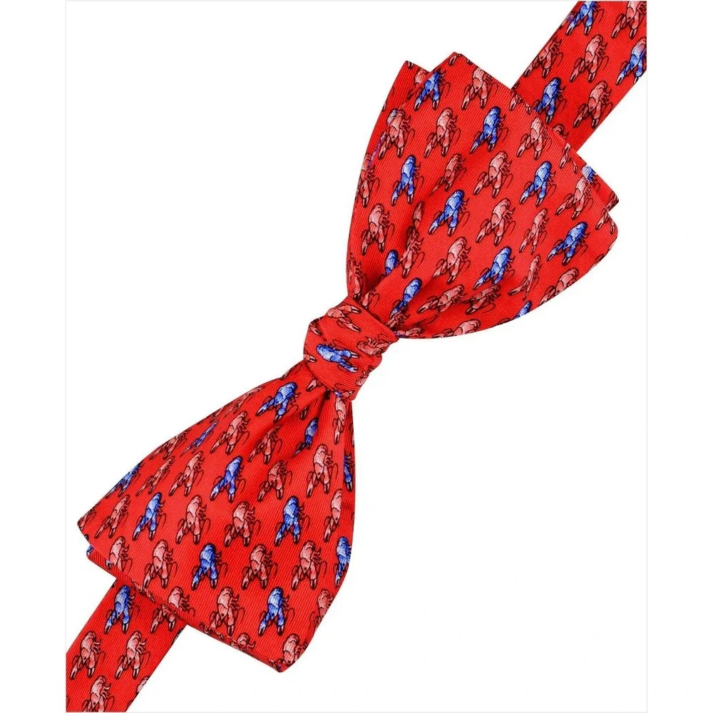 Pelican Coast Mens Silk Bow Tie  Novelty Self Tie Crawfish Red Lobster Bowtie